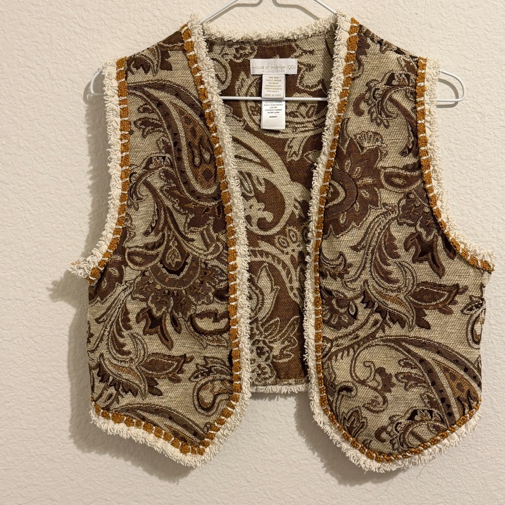 House of Harlow 1960 Tan and Brown Paisley Vest